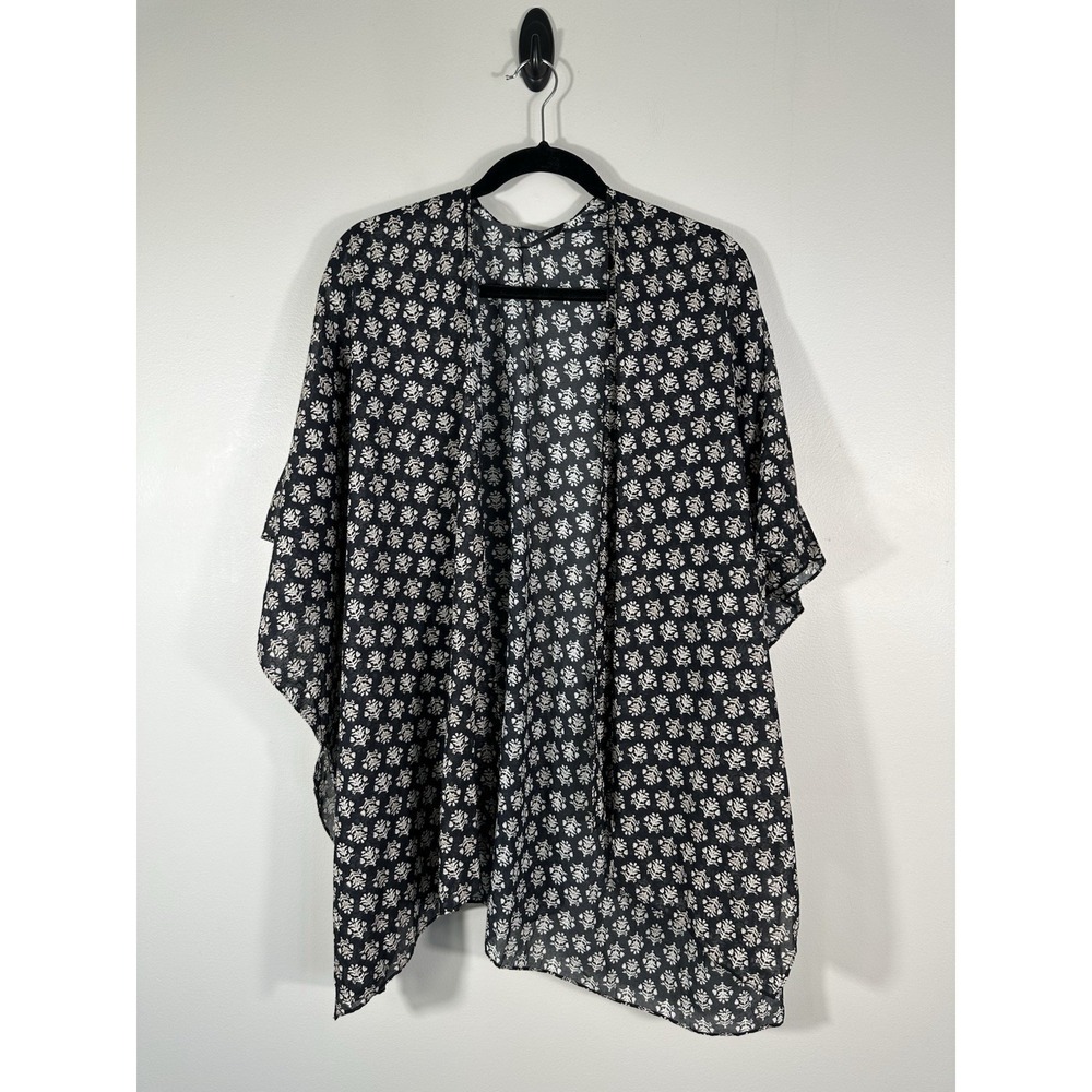 Old Navy Kimono Beach Cover Up Womens XS-L Black Printed Cotton Lightweight
